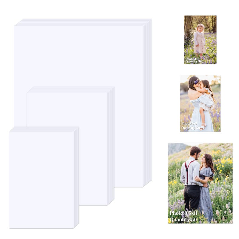 ZBEIVAN Photo Paper 4x6, 5x7, 8.5x11 inch, Glossy Photo Paper 150 Sheets, Inkjet Printer Photo Paper for Dye Ink, 200 GSM (50 Sheets 4x6, 50 Sheets 5x7, 50 Sheets 8.5x11) - Image 1
